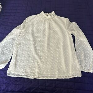 Gibson Swiss dot sheer sleeve top